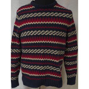Vtg American Eagle Mens Large Angora Rabbit Wool Blend Fair Isle Heavy Sweater